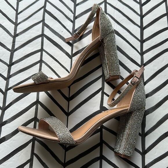 Shoe Dazzle Lyvia Classic Rhinestone Heeled Sandals - Picture 1 of 5